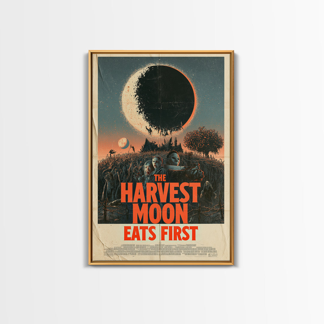 The Harvest Moon Eats First, English Language Horror Movie Poster, Giallo Horror Art, Gothic Cinema Wall Art, Canvas Print