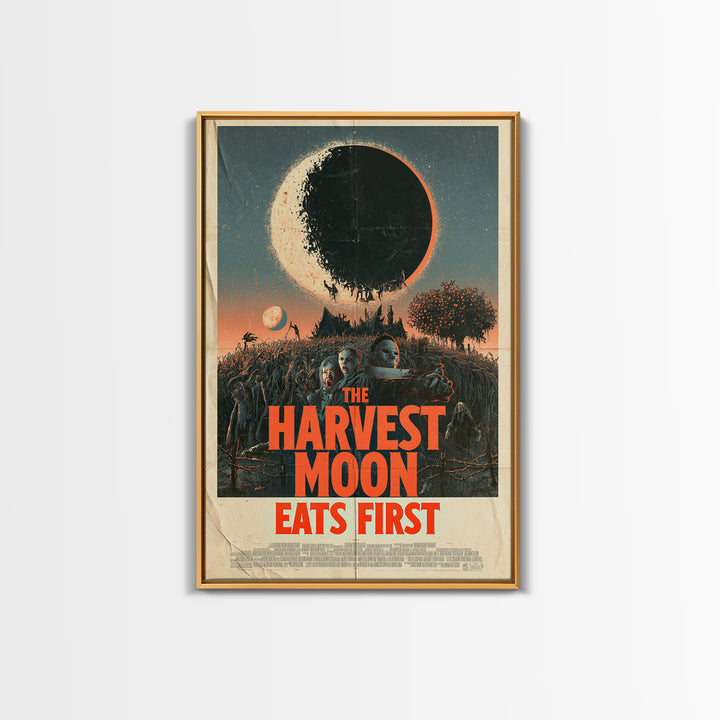 The Harvest Moon Eats First, English Language Horror Movie Poster, Giallo Horror Art, Gothic Cinema Wall Art, Canvas Print