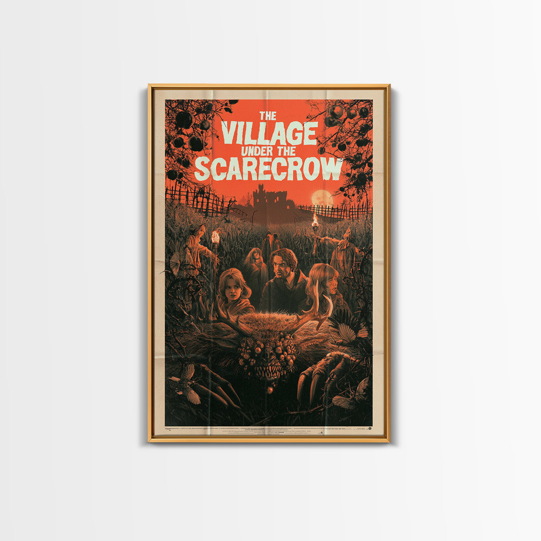 The Village Under The Scarecrow, English Language Horror Movie Poster, 1960s Horror Art, Retro Horror Movie Art, Canvas Print