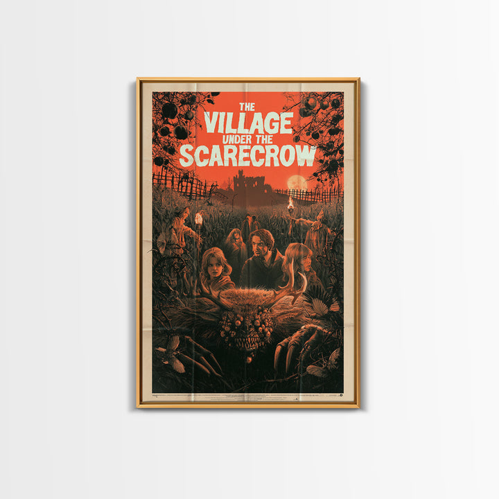 The Village Under The Scarecrow, English Language Horror Movie Poster, 1960s Horror Art, Retro Horror Movie Art, Canvas Print