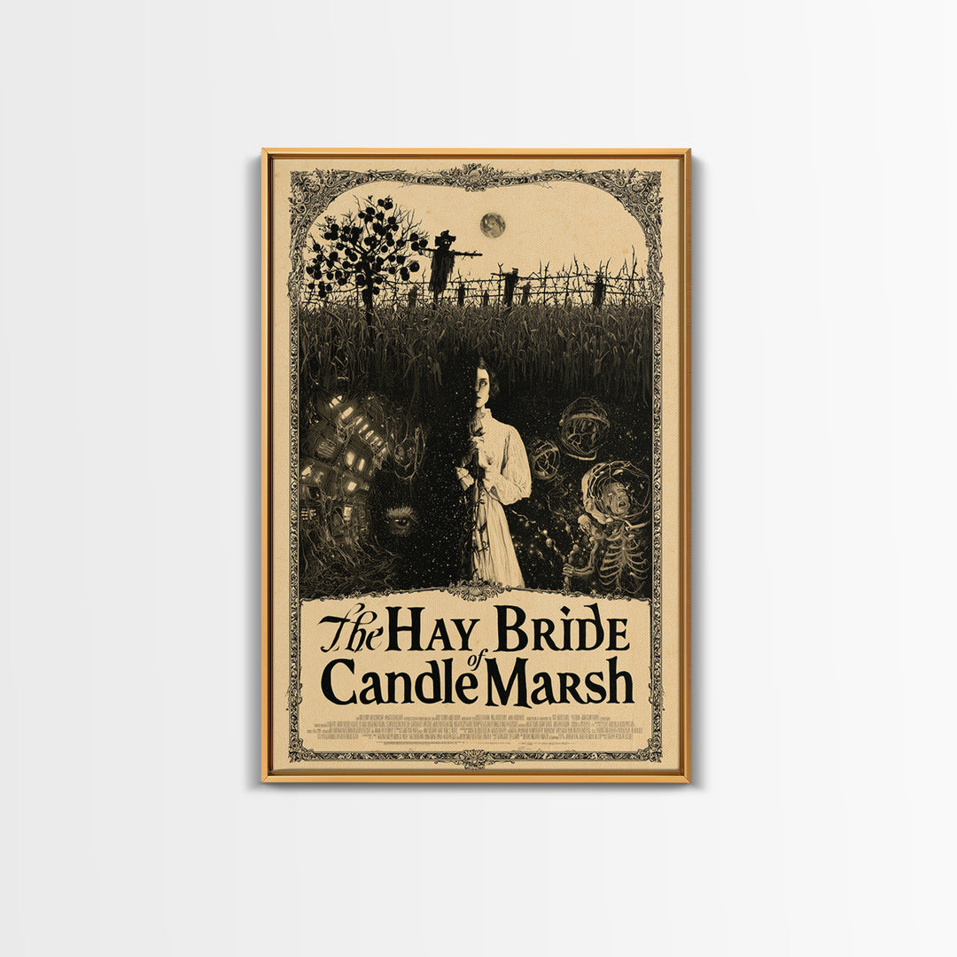 The Hay Bride Of Candle Marsh, English Language Horror Movie Poster, Decadent Line Art, Classic Monster Poster