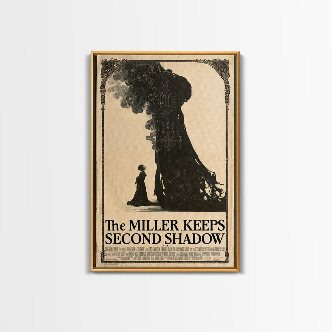 The Miller Keeps A Second Shadow, English Language Horror Movie Poster, Decadent Line Art, Classic Monster Poster, Canvas Print