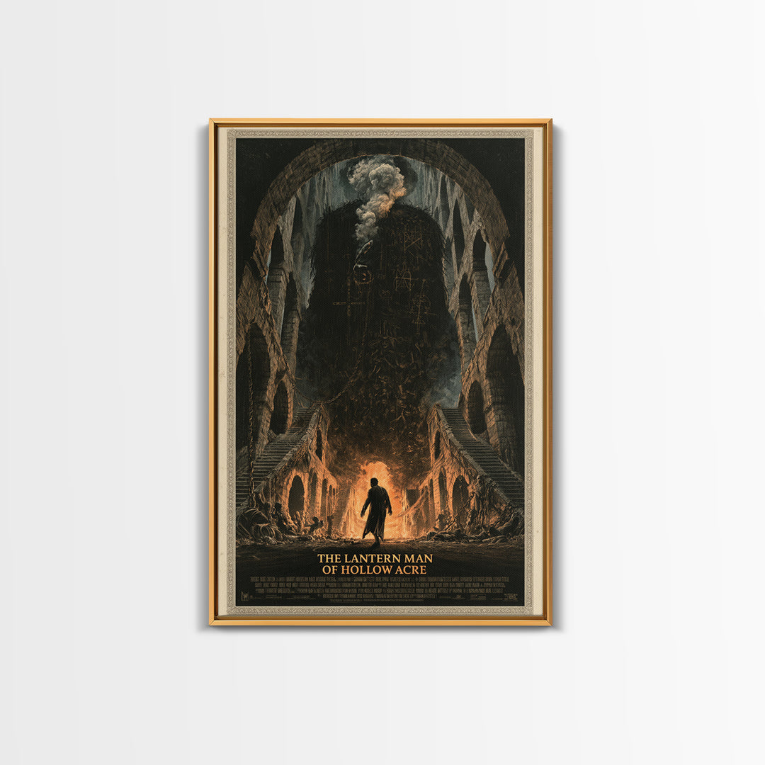 The Lantern Man Of Hollow Acre, English Language Horror Movie Poster, Architectural Etching Art, Classic Monster Poster