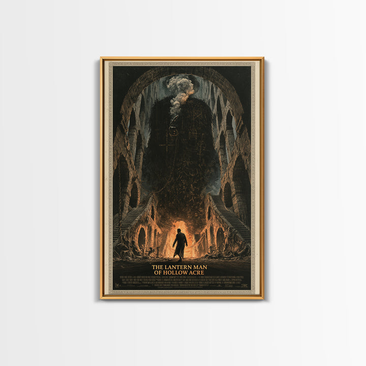 The Lantern Man Of Hollow Acre, English Language Horror Movie Poster, Architectural Etching Art, Classic Monster Poster