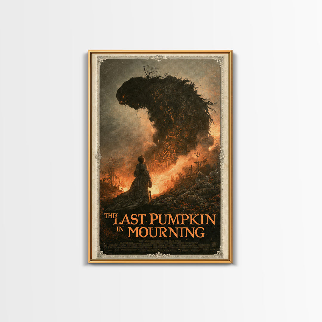 The Last Pumpkin In Mourning, English Language Horror Movie Poster, Gothic Nightmare Art, Gothic Cinema Wall Art, Canvas Print