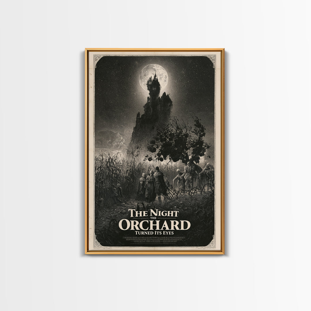 The Night The Orchard Turned Its Eyes, English Language Horror Movie Poster, Gothic Engraving Art, Gothic Cinema Wall Art