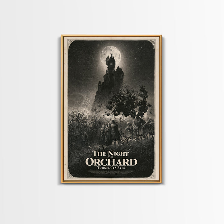 The Night The Orchard Turned Its Eyes, English Language Horror Movie Poster, Gothic Engraving Art, Gothic Cinema Wall Art