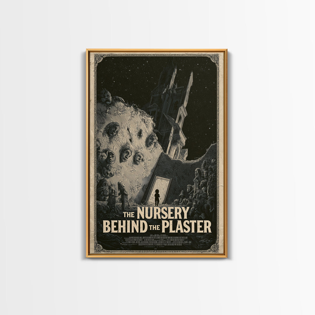 The Nursery Behind The Plaster, English Language Horror Movie Poster, Gothic Engraving Art, Gothic Cinema Wall Art, Canvas Print