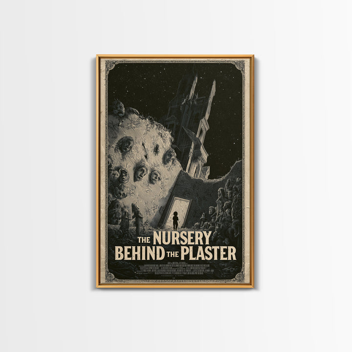 The Nursery Behind The Plaster, English Language Horror Movie Poster, Gothic Engraving Art, Gothic Cinema Wall Art, Canvas Print