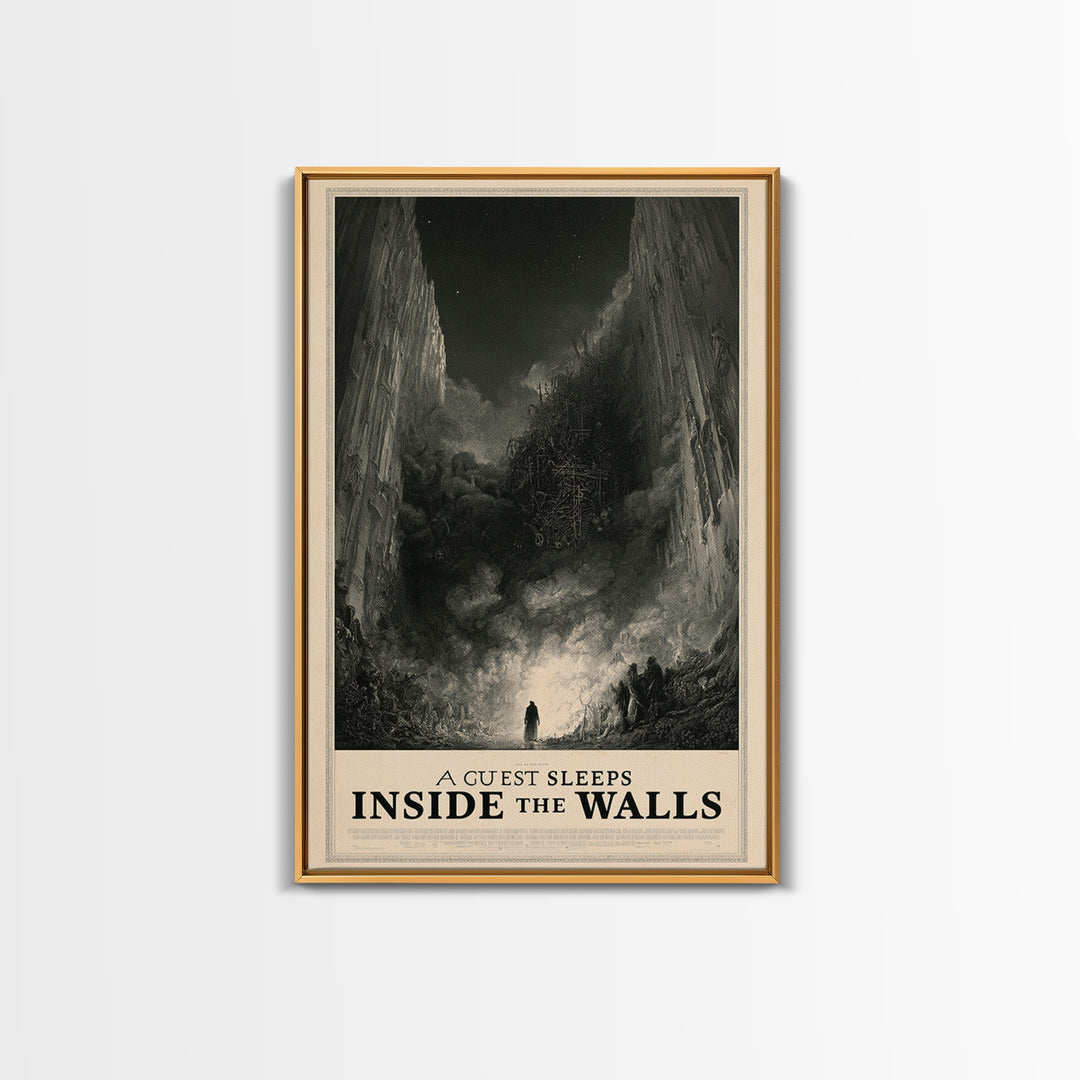 A Guest Sleeps Inside The Walls, English Language Horror Movie Poster, Gothic Engraving Art, Gothic Cinema Wall Art, Horror Wall Decor