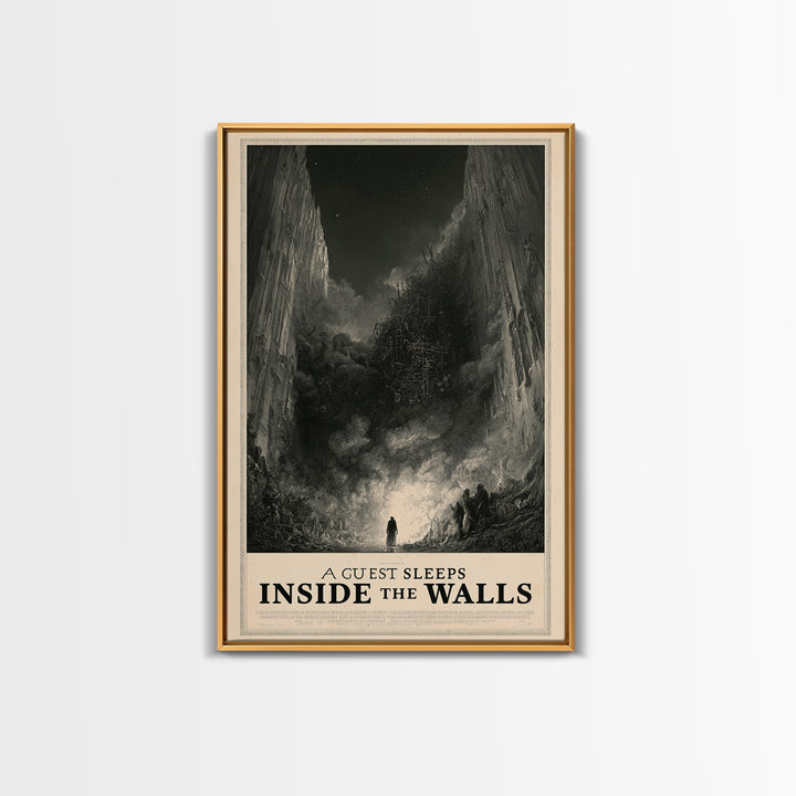 A Guest Sleeps Inside The Walls, English Language Horror Movie Poster, Gothic Engraving Art, Gothic Cinema Wall Art, Horror Wall Decor