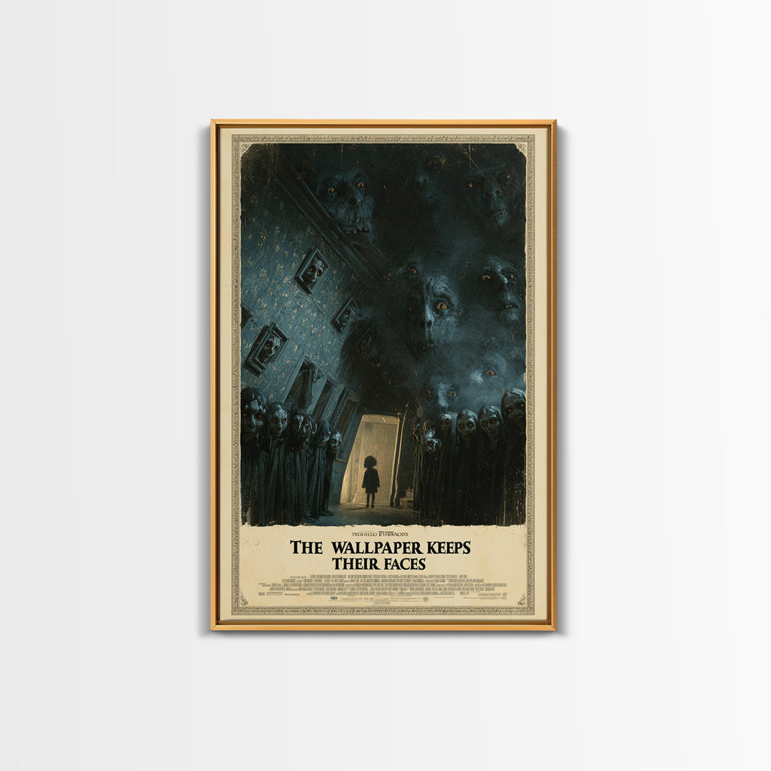 The Wallpaper Keeps Their Faces, English Language Horror Movie Poster, Dark Romantic Horror Art, Classic Monster Poster