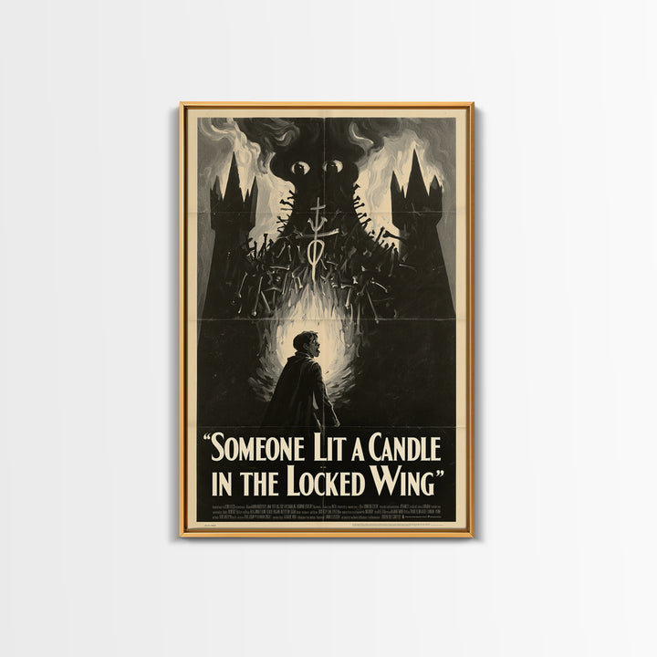 Someone Lit A Candle In The Locked Wing, English Language Horror Movie Poster, 1930s Horror Art, Cult Horror Poster, Framed Canvas Print