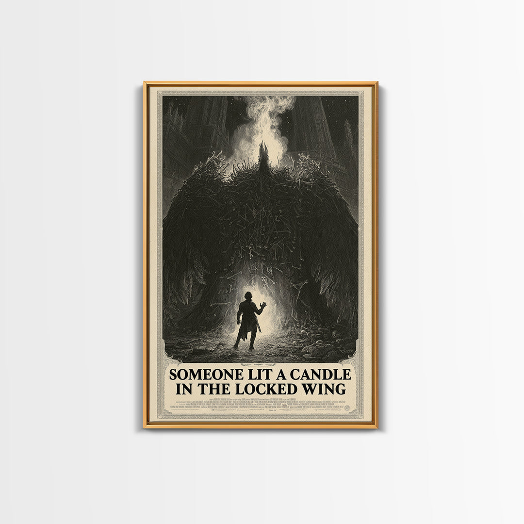 Someone Lit A Candle In The Locked Wing, English Language Horror Movie Poster, Gothic Engraving Art, Classic Monster Poster