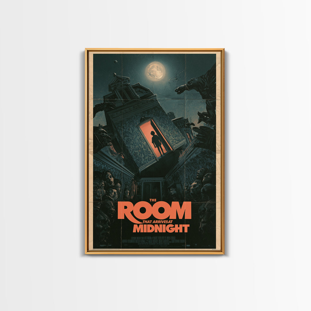 The Room That Arrives At Midnight, English Language Horror Movie Poster, Giallo Horror Art, Retro Horror Movie Art, Canvas Print