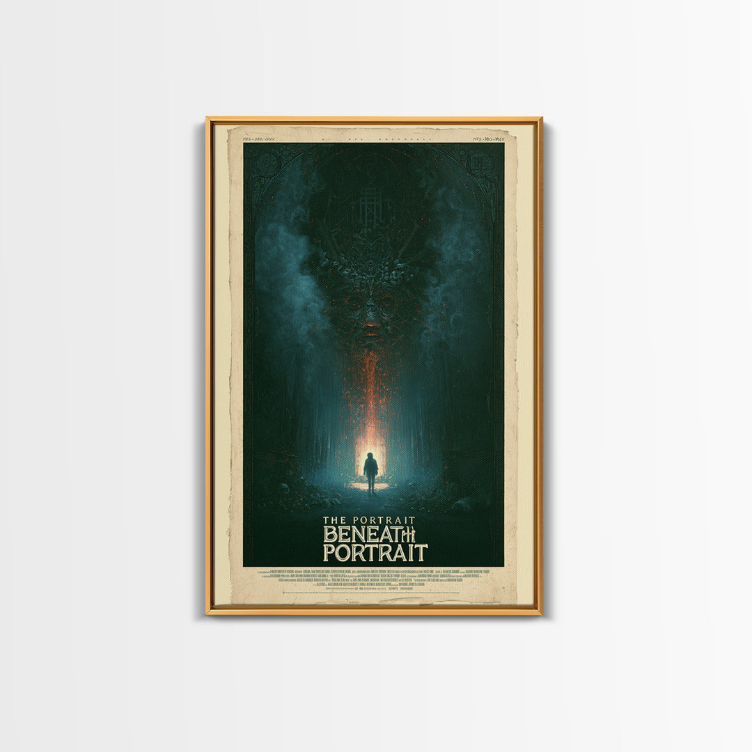 The Portrait Beneath The Portrait, English Language Horror Movie Poster, Stained Glass Gothic Art, Cult Horror Poster, Canvas Print