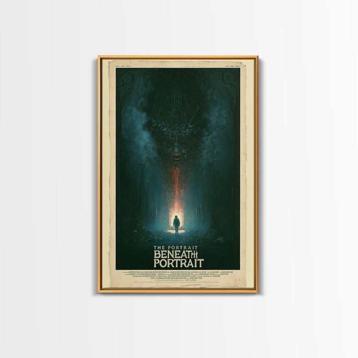 The Portrait Beneath The Portrait, English Language Horror Movie Poster, Stained Glass Gothic Art, Cult Horror Poster, Canvas Print