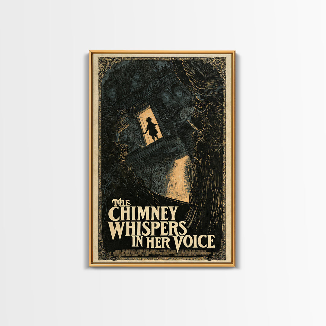 The Chimney Whispers In Her Voice, English Language Horror Movie Poster, Decadent Line Art, Gothic Cinema Wall Art, Canvas Print