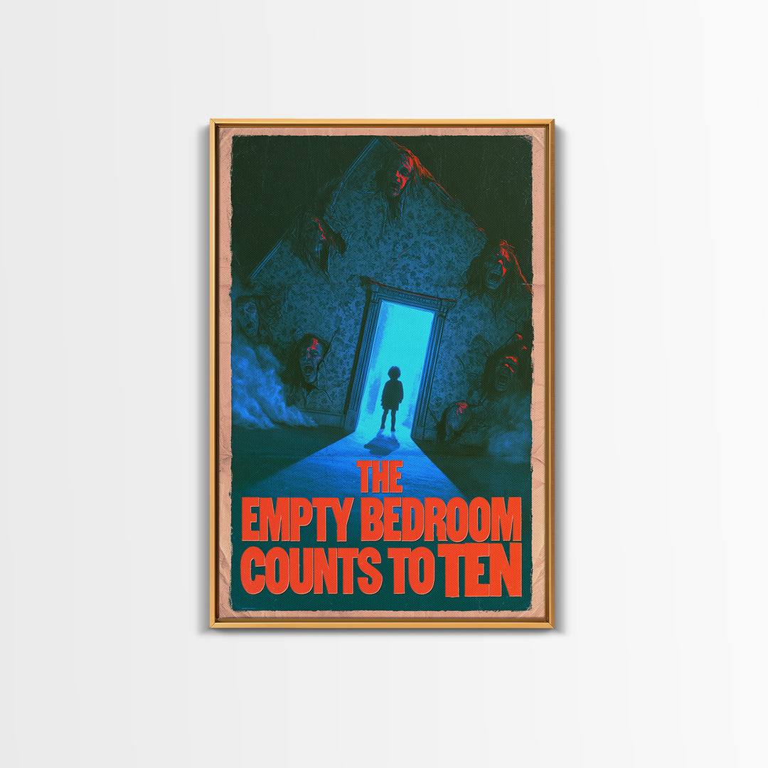 The Empty Bedroom Counts To Ten, English Language Horror Movie Poster, 1980s Vhs Nightmare Cover Inspired Art, Cult Horror Poster