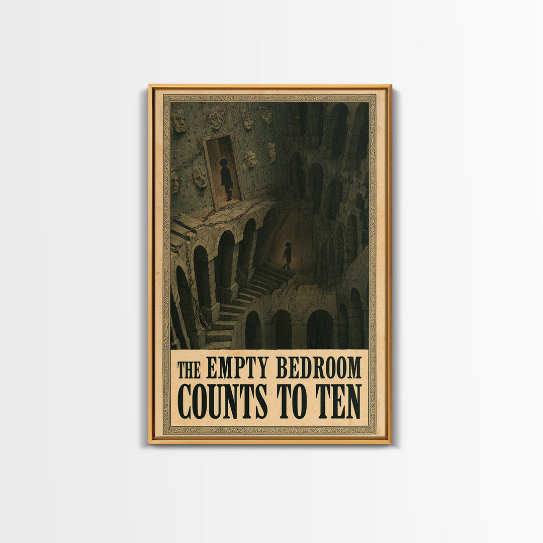 The Empty Bedroom Counts To Ten, English Language Horror Movie Poster, Architectural Etching Art, Gothic Cinema Wall Art