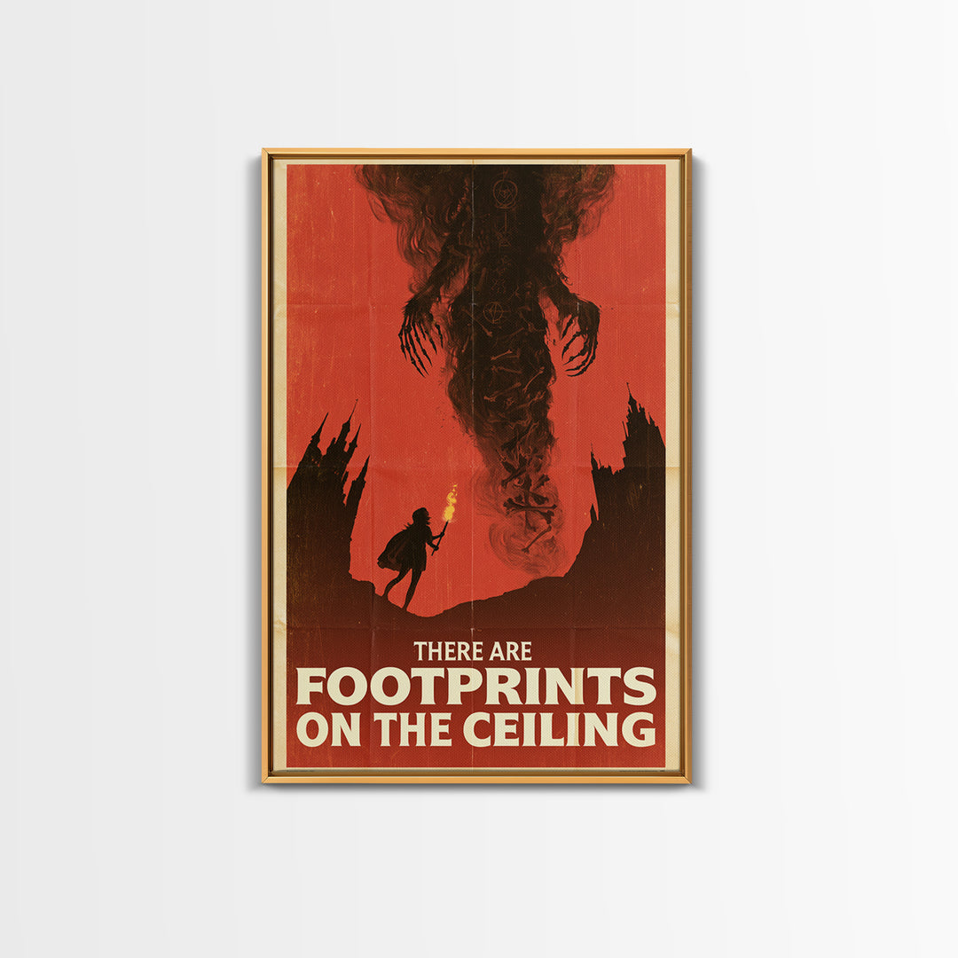 There Are Footprints On The Ceiling, English Language Horror Movie Poster, 1960s Horror Art, Cult Horror Poster, Framed Canvas Print