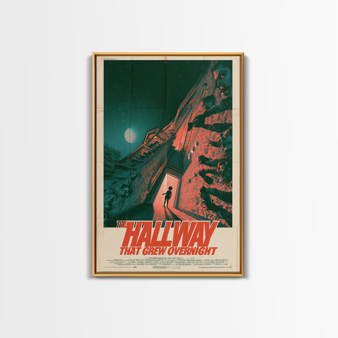 The Hallway That Grew Overnight, English Language Horror Movie Poster, Giallo Horror Art, Cult Horror Poster, Framed Canvas Print