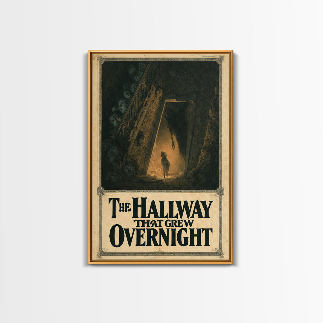 The Hallway That Grew Overnight, English Language Horror Movie Poster, Gothic Nightmare Art, Gothic Cinema Wall Art, Canvas Print