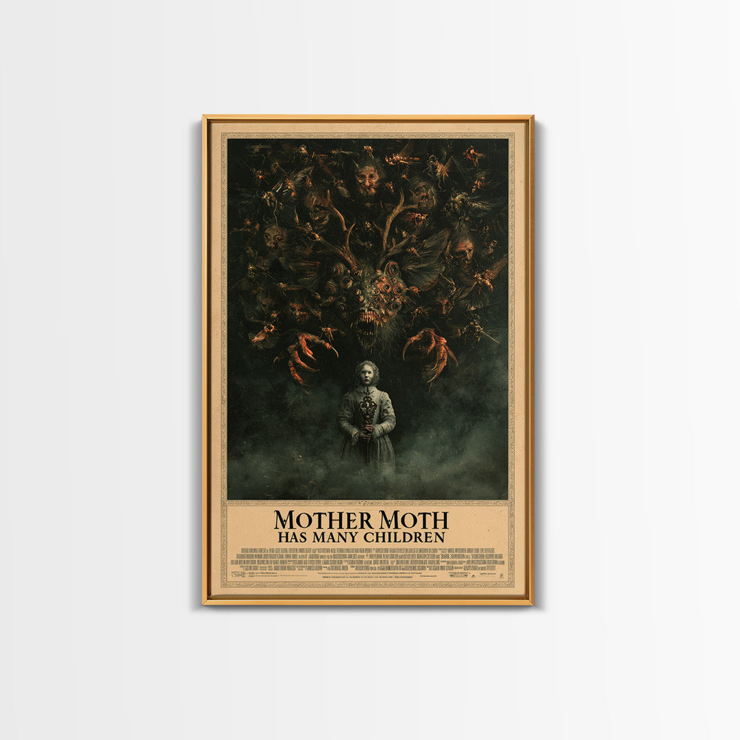 Mother Moth Has Many Children, English Language Horror Movie Poster, Dark Romantic Horror Art, Retro Horror Movie Art, Canvas Print