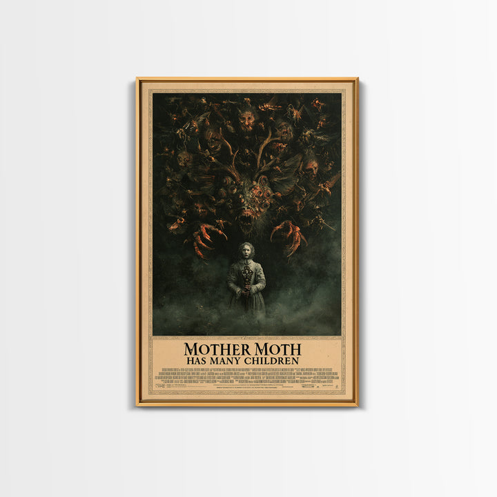 Mother Moth Has Many Children, English Language Horror Movie Poster, Dark Romantic Horror Art, Retro Horror Movie Art, Canvas Print