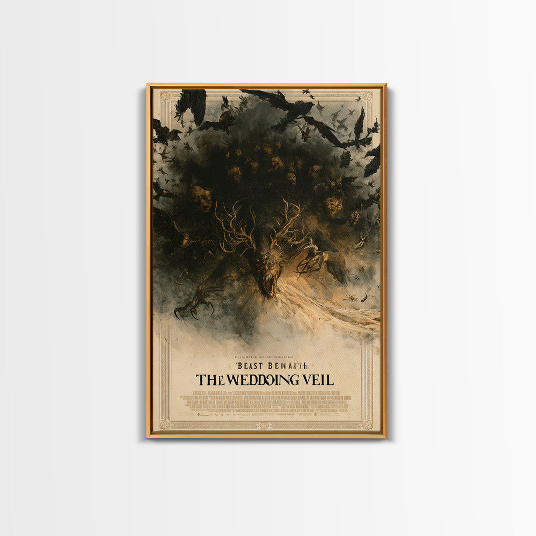 The Beast Beneath The Wedding Veil, English Language Horror Movie Poster, Dark Romantic Horror Art, Classic Monster Poster, Canvas Print