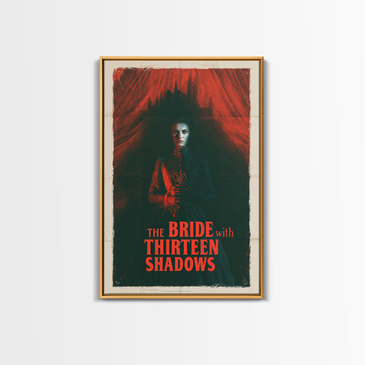 The Bride With Thirteen Shadows, English Language Horror Movie Poster, 1960s Horror Art, Retro Horror Movie Art, Framed Canvas Print
