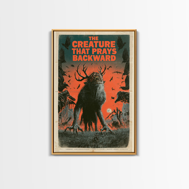 The Creature That Prays Backward, English Language Horror Movie Poster, Giallo Horror Art, Classic Monster Poster, Canvas Print