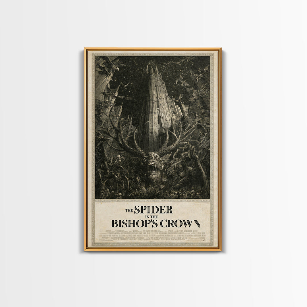 The Spider In The Bishop'S Crown, English Language Horror Movie Poster, Gothic Engraving Art, Retro Horror Movie Art, Canvas Print