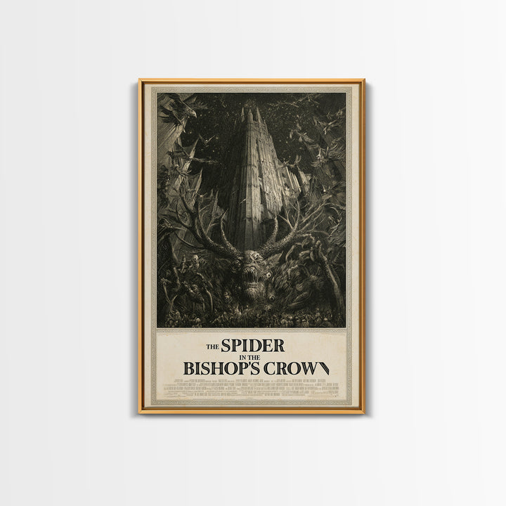 The Spider In The Bishop'S Crown, English Language Horror Movie Poster, Gothic Engraving Art, Retro Horror Movie Art, Canvas Print