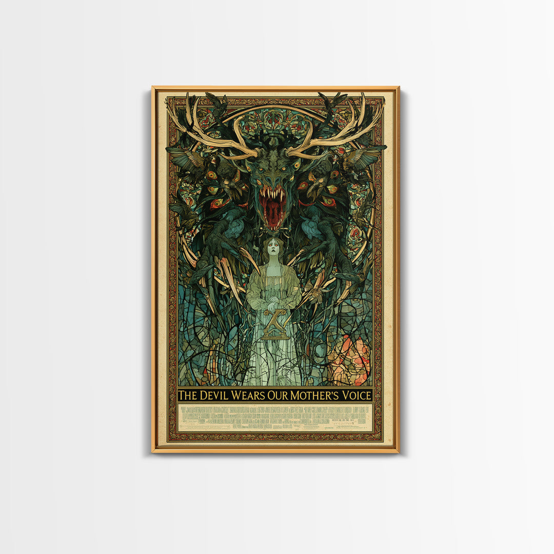 The Devil Wears Our Mother'S Voice, English Language Horror Movie Poster, Stained Glass Gothic Art, Gothic Cinema Wall Art