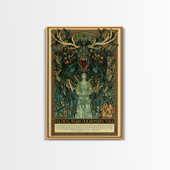 The Devil Wears Our Mother'S Voice, English Language Horror Movie Poster, Stained Glass Gothic Art, Gothic Cinema Wall Art