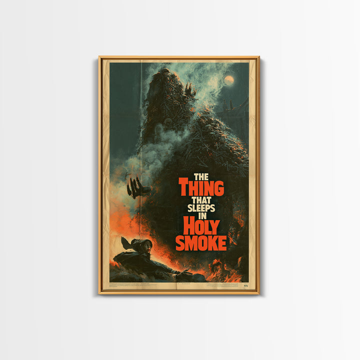 The Thing That Sleeps In Holy Smoke, English Language Horror Movie Poster, Giallo Horror Art, Gothic Cinema Wall Art, Framed Canvas Print