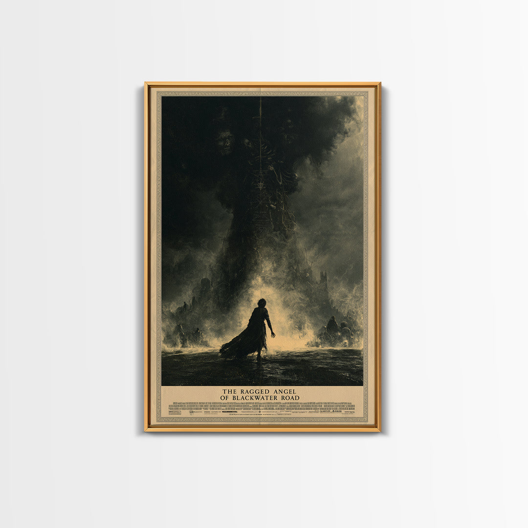 The Ragged Angel Of Blackwater Road, English Language Horror Movie Poster, Dark Romantic Horror Art, Gothic Cinema Wall Art, Canvas Print