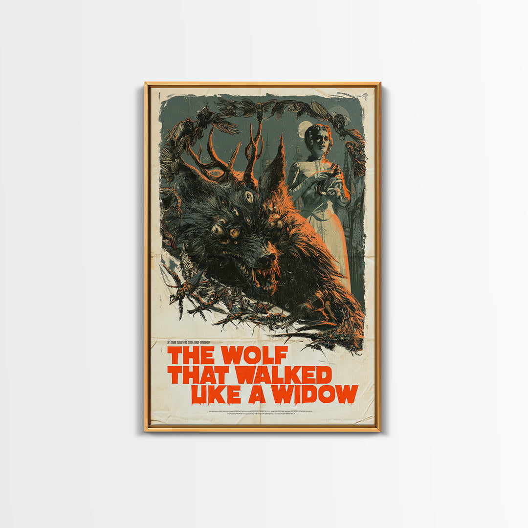 The Wolf That Walked Like A Widow, English Language Horror Movie Poster, Giallo Horror Art, Cult Horror Poster, Canvas Print