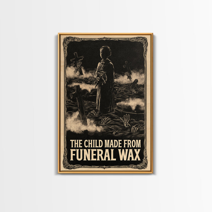 The Child Made From Funeral Wax, English Language Horror Movie Poster, Decadent Line Art, Retro Horror Movie Art, Canvas Print
