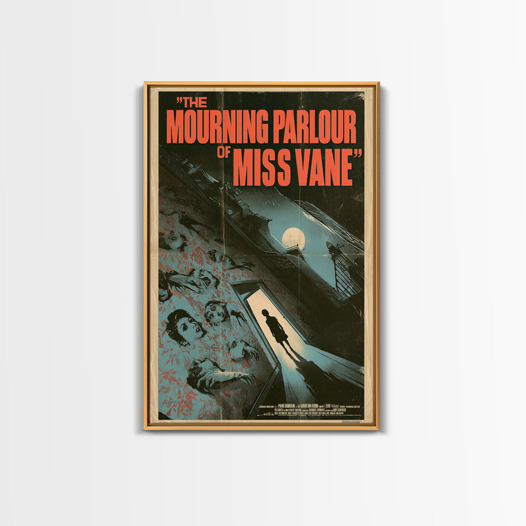 The Mourning Parlour Of Miss Vane, English Language Horror Movie Poster, Giallo Horror Art, Gothic Cinema Wall Art, Framed Canvas Print