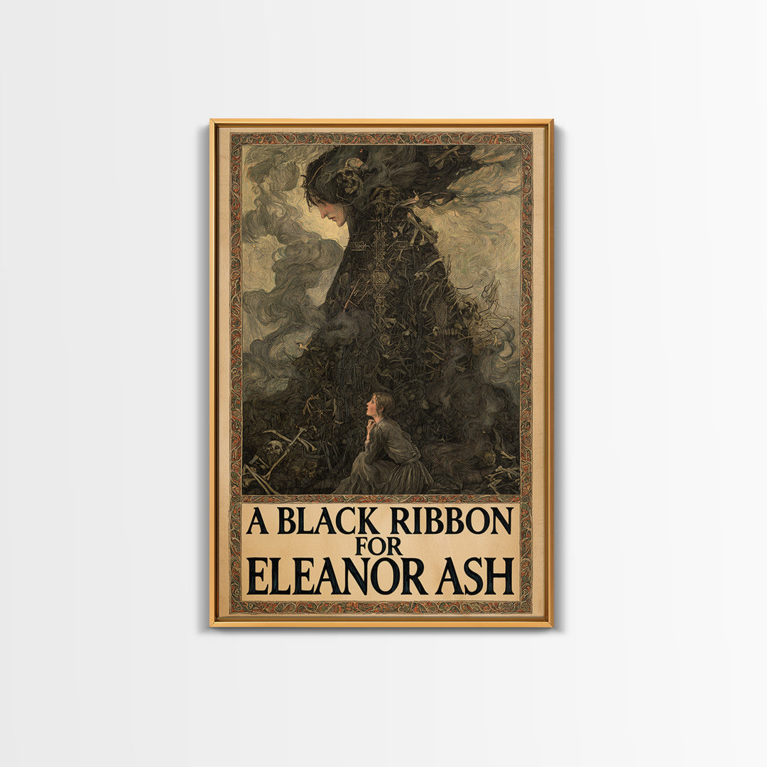 A Black Ribbon For Eleanor Ash, English Language Horror Movie Poster, Stained Glass Gothic Art, Classic Monster Poster, Canvas Print