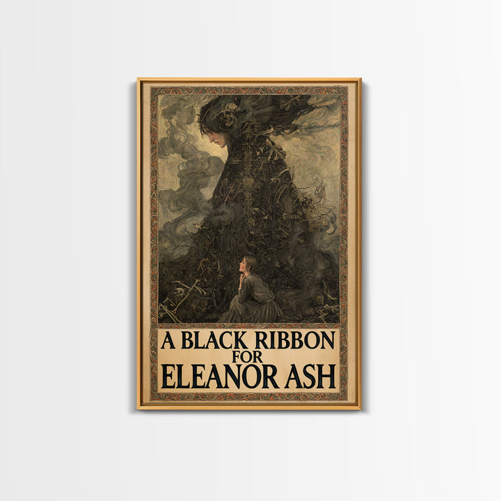 A Black Ribbon For Eleanor Ash, English Language Horror Movie Poster, Stained Glass Gothic Art, Classic Monster Poster, Canvas Print