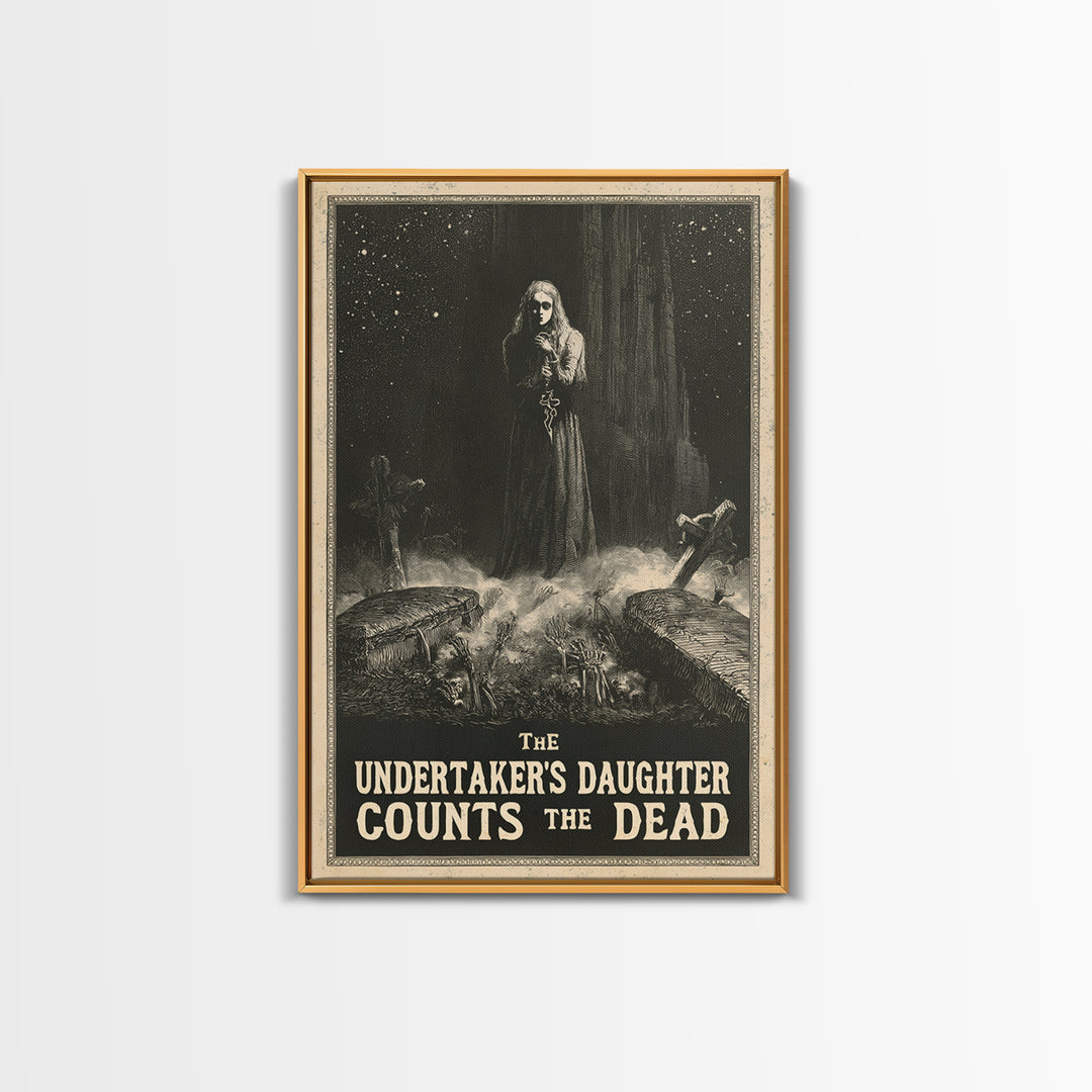 The Undertaker'S Daughter Counts The Dead, English Language Horror Movie Poster, Gothic Engraving Art, Gothic Cinema Wall Art