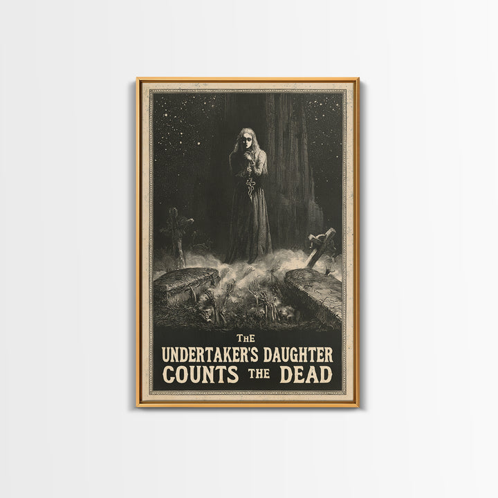 The Undertaker'S Daughter Counts The Dead, English Language Horror Movie Poster, Gothic Engraving Art, Gothic Cinema Wall Art