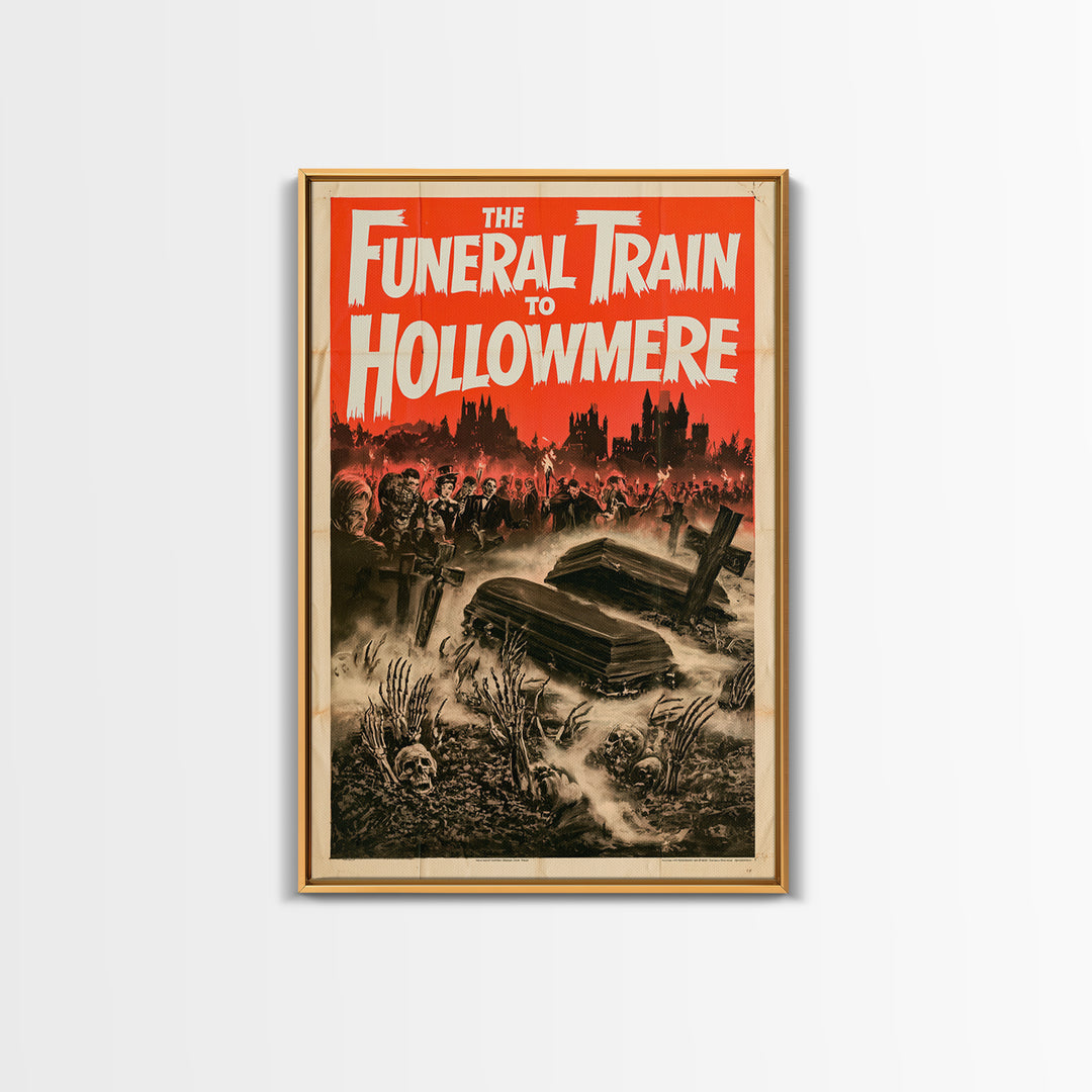 The Funeral Train To Hollowmere, English Language Horror Movie Poster, 1960s Horror Art, Retro Horror Movie Art, Canvas Print