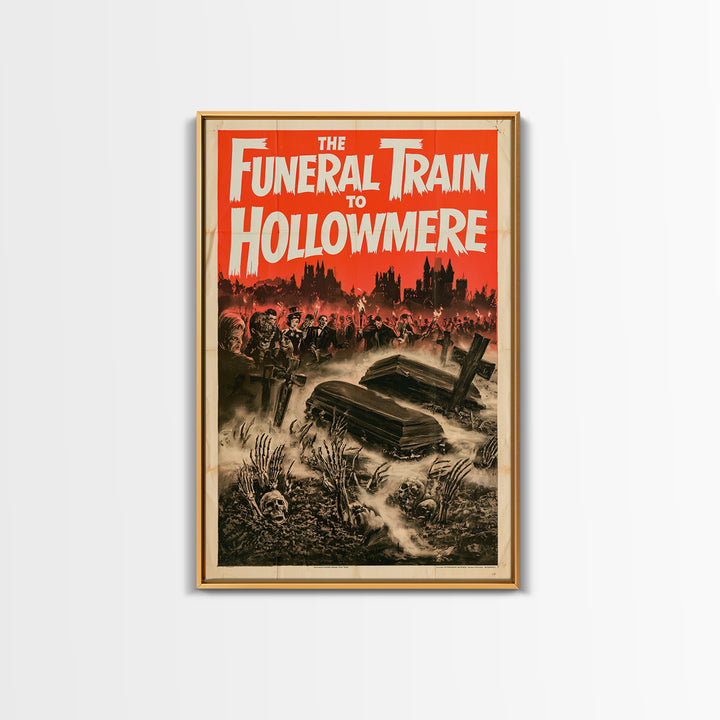 The Funeral Train To Hollowmere, English Language Horror Movie Poster, 1960s Horror Art, Retro Horror Movie Art, Canvas Print