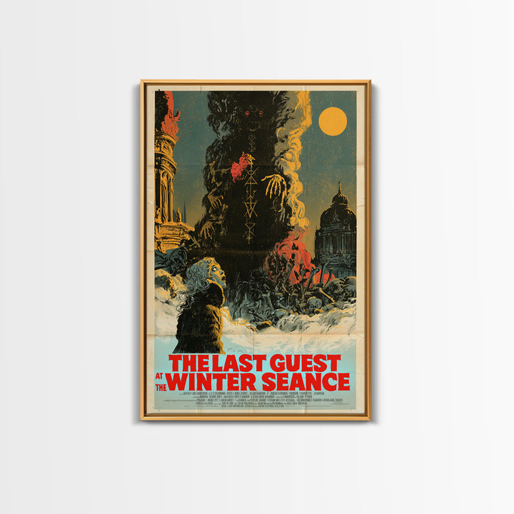 The Last Guest At The Winter Seance, English Language Horror Movie Poster, Giallo Horror Art, Retro Horror Movie Art, Framed Canvas Print