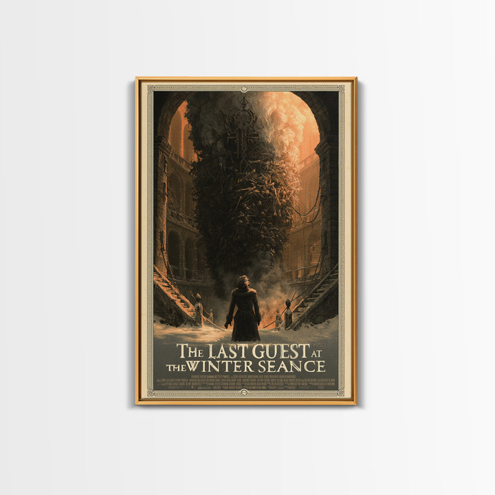 The Last Guest At The Winter Seance, English Language Horror Movie Poster, Architectural Etching Art, Gothic Cinema Wall Art