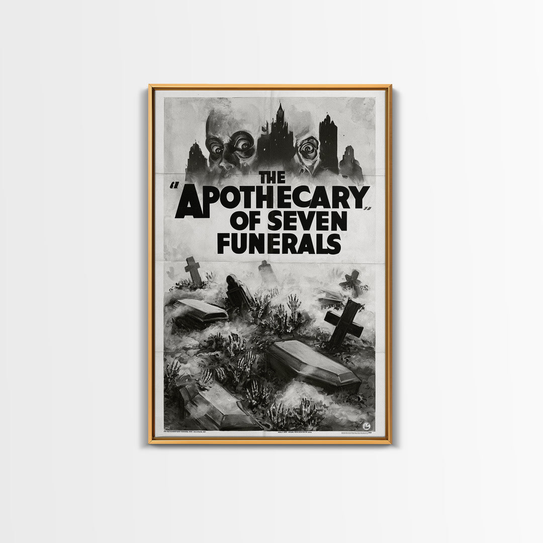 The Apothecary Of Seven Funerals, English Language Horror Movie Poster, 1930s Horror Art, Cult Horror Poster, Framed Canvas Print